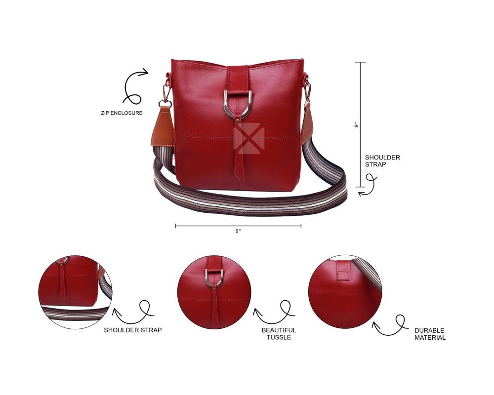 Simba Crossbody Leather bag Maroon